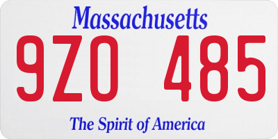 MA license plate 9ZO485