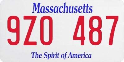 MA license plate 9ZO487