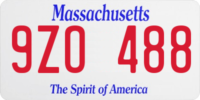 MA license plate 9ZO488