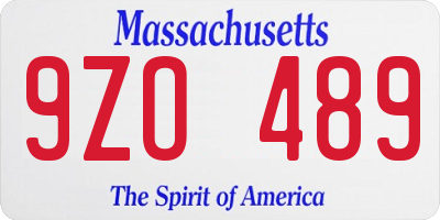 MA license plate 9ZO489