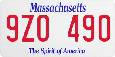 MA license plate 9ZO490