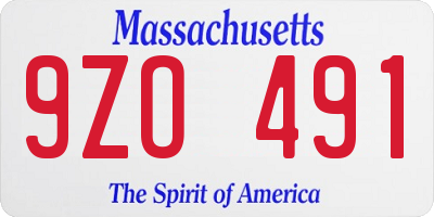 MA license plate 9ZO491