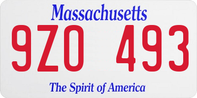 MA license plate 9ZO493