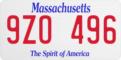 MA license plate 9ZO496