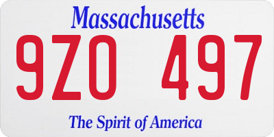MA license plate 9ZO497