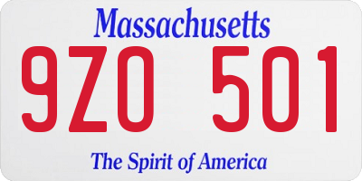 MA license plate 9ZO501