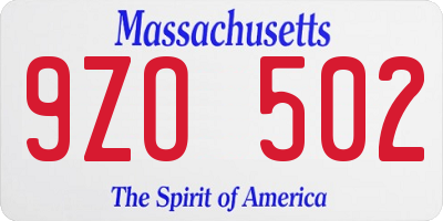 MA license plate 9ZO502