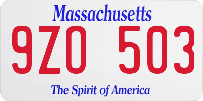 MA license plate 9ZO503