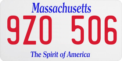 MA license plate 9ZO506