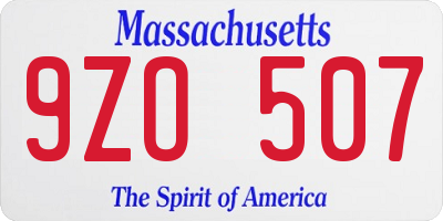 MA license plate 9ZO507