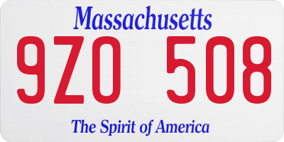 MA license plate 9ZO508