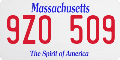 MA license plate 9ZO509