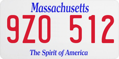 MA license plate 9ZO512