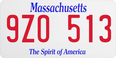 MA license plate 9ZO513
