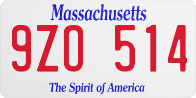 MA license plate 9ZO514