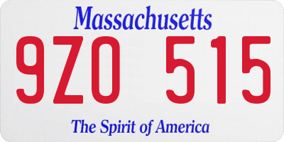 MA license plate 9ZO515