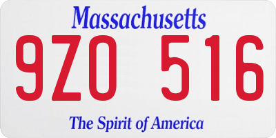 MA license plate 9ZO516