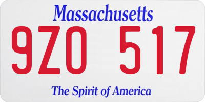 MA license plate 9ZO517