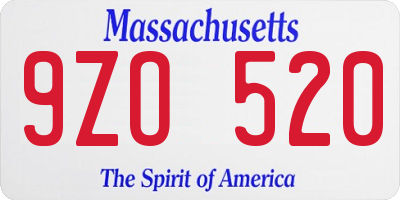 MA license plate 9ZO520