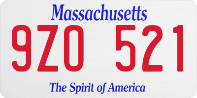 MA license plate 9ZO521