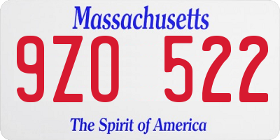 MA license plate 9ZO522