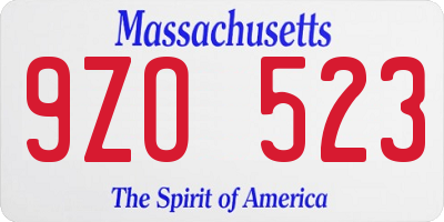 MA license plate 9ZO523