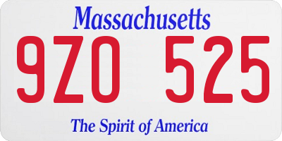 MA license plate 9ZO525