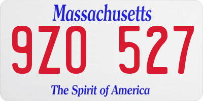 MA license plate 9ZO527