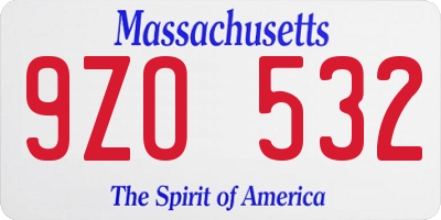 MA license plate 9ZO532