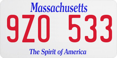 MA license plate 9ZO533