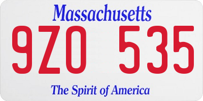 MA license plate 9ZO535
