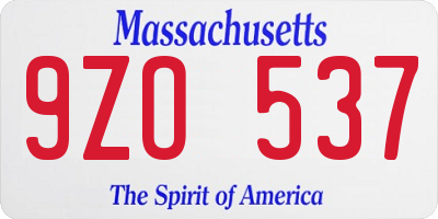 MA license plate 9ZO537