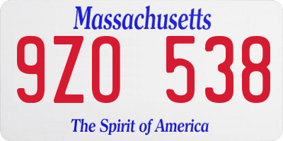 MA license plate 9ZO538