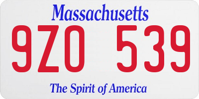 MA license plate 9ZO539
