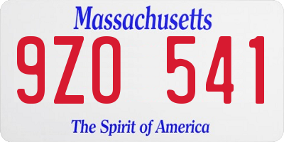 MA license plate 9ZO541