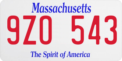 MA license plate 9ZO543