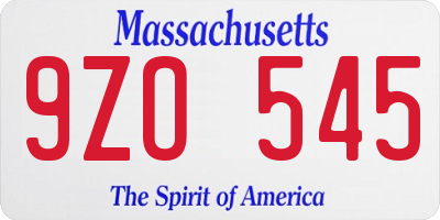 MA license plate 9ZO545