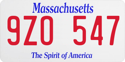 MA license plate 9ZO547