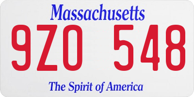 MA license plate 9ZO548