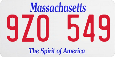 MA license plate 9ZO549