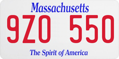 MA license plate 9ZO550