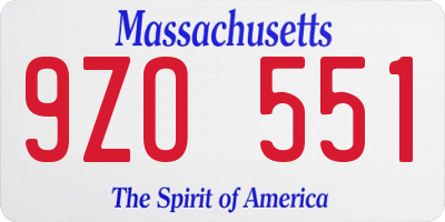 MA license plate 9ZO551