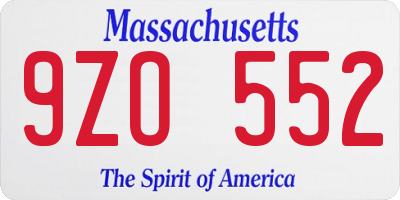 MA license plate 9ZO552