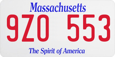 MA license plate 9ZO553