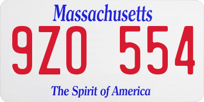 MA license plate 9ZO554