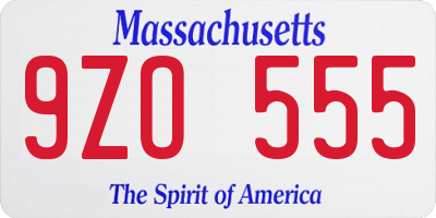 MA license plate 9ZO555