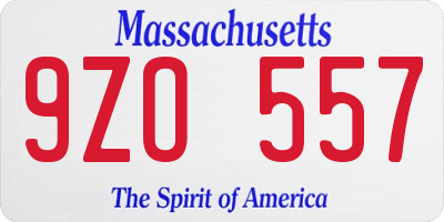 MA license plate 9ZO557