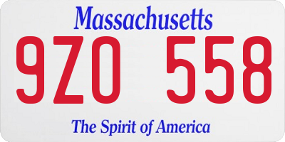 MA license plate 9ZO558