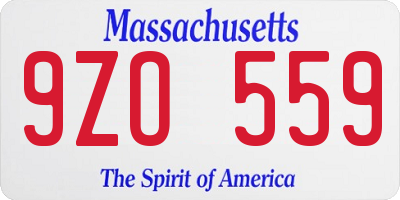 MA license plate 9ZO559