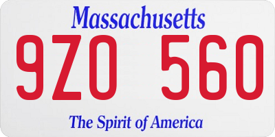 MA license plate 9ZO560